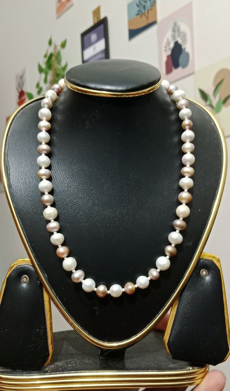 Pearl One layer white & Levender pearl necklace