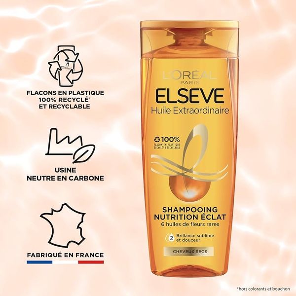 L'Oréal Paris Elsève Huile Extraordinaire Nourishing Shampoo for Dry Hair 300 ml - Image 2