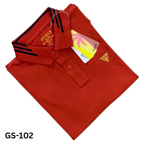 Guess Men's Orange Red Polo T-shirt