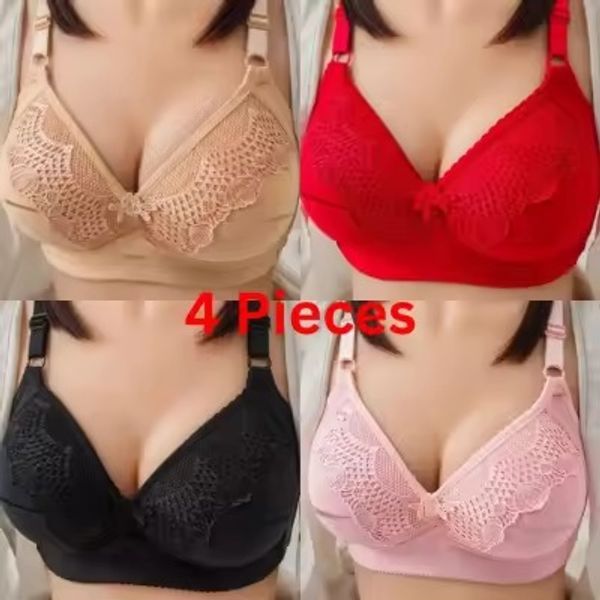 4 Pieces Standard Quality Net Bra for Women & Girls
