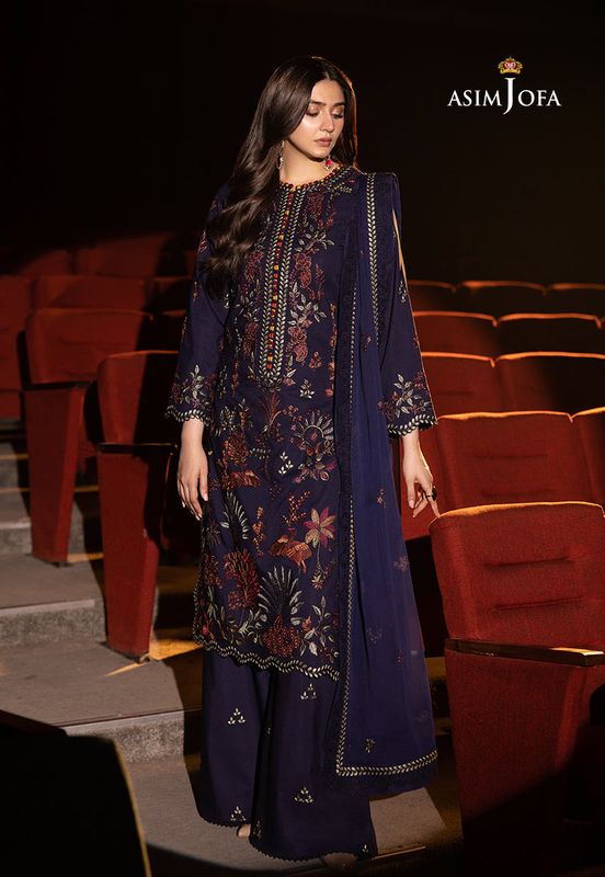 Asim Jofa - Embroidered Silk 3 Pcs