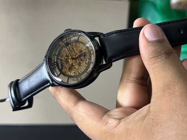 FOSSIL AUTO SKELETON LIGHT BLACK BELT BLACK CASE