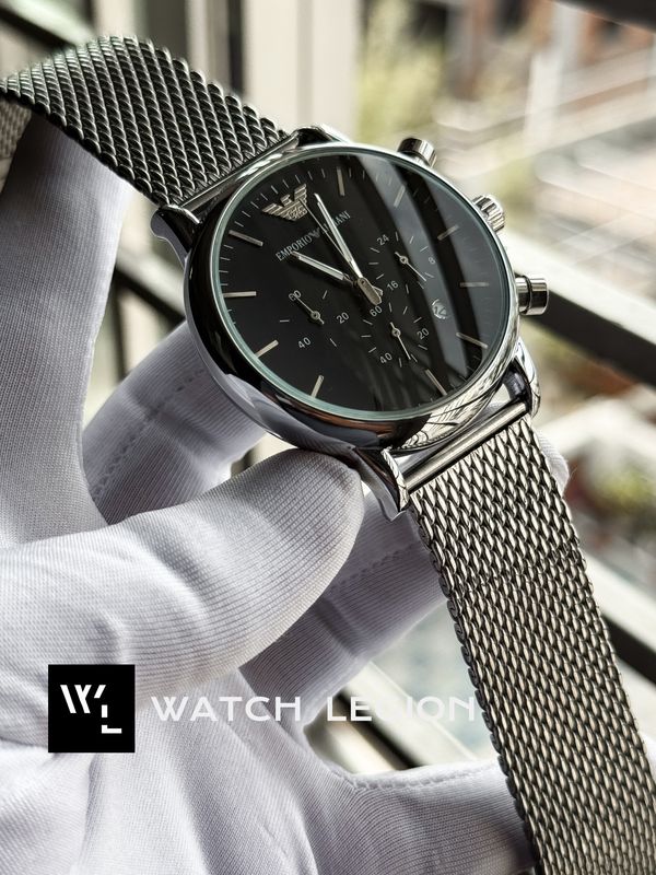 ARMANI MESH CHAIN GLOSSY BLACK DIAL