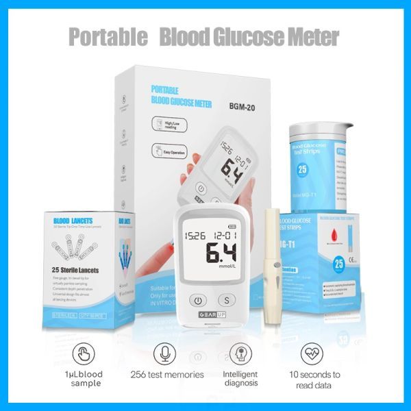 GearUP BGM-20 Diabetes Measuring Machine/ Blood Glucose Meter With 25 Test Strips .