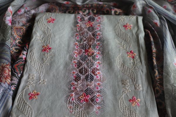 Womens Celadon Premium Embroidery Three Piece