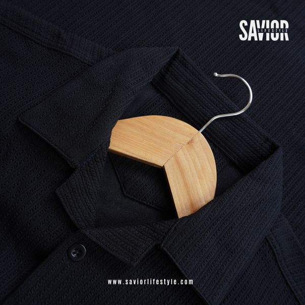 Deep Black - Drop Shoulder Cuban Shirt