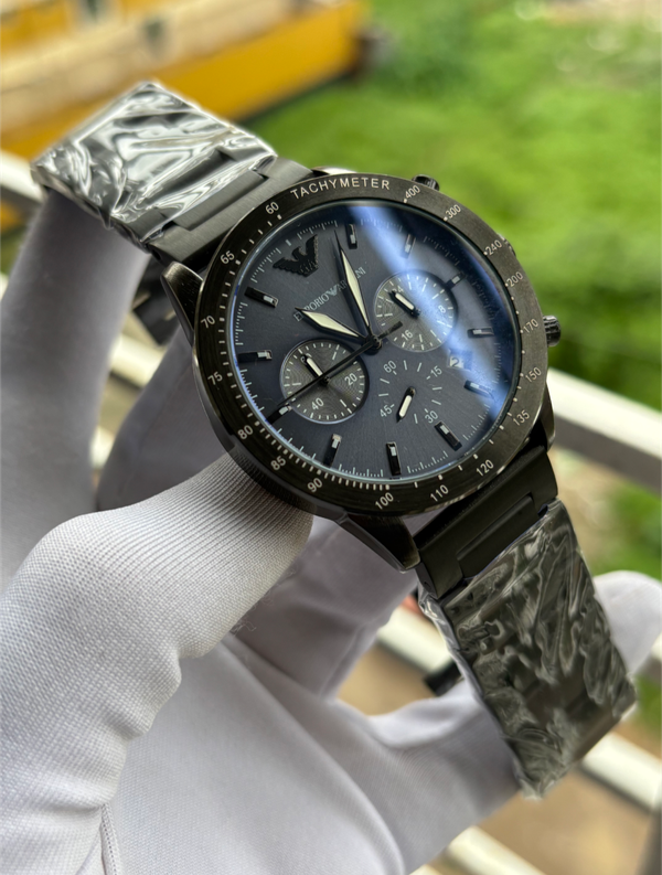 Armani Chronograph Chain Black Blue Dial