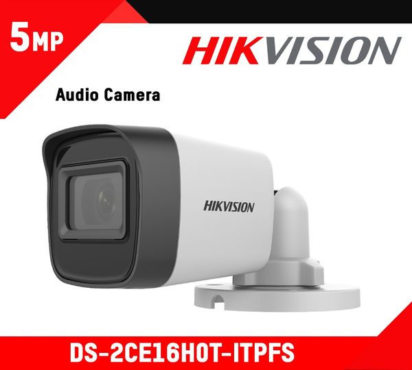 HIKVISION DS‑2CE16H0T‑ITPFS – 5 MP Audio Fixed Mini Bullet Camera