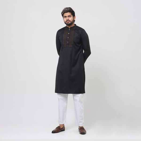 Premium Embroidery Panjabi - Black