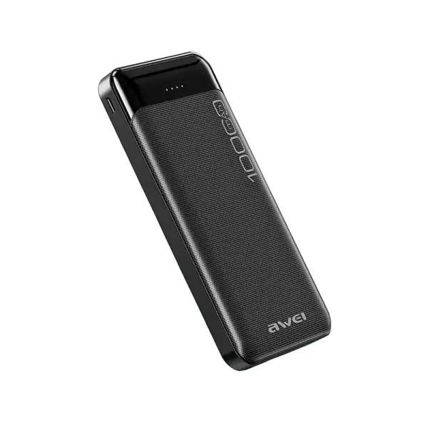Awei P37K 10000mAh Fast Charging Power Bank- Black Color