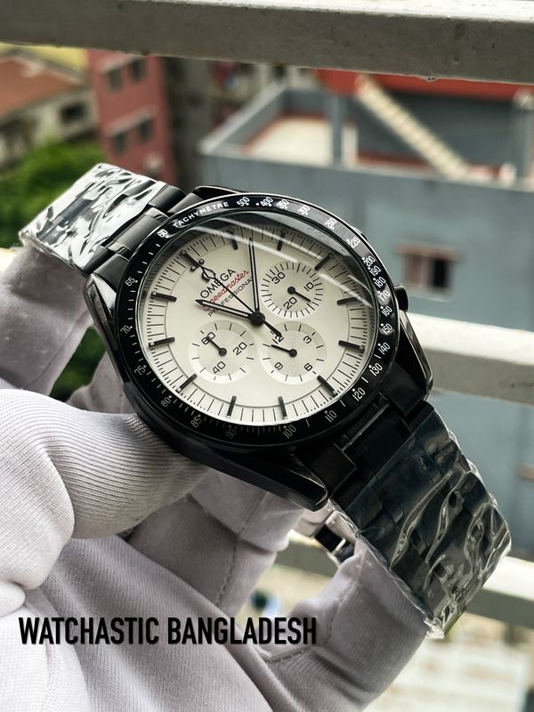 Omega Chain Chronograph Black Body White Dial