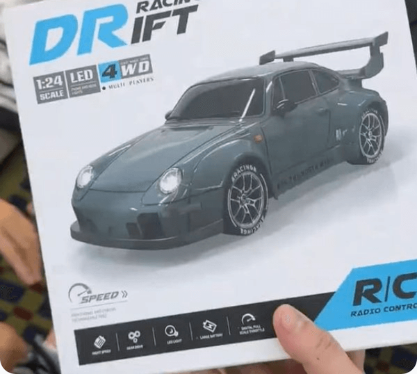 Porsche 993 911 RWB 4WD RC Drift Air Force Grey Car With Tires & Traffic Cones