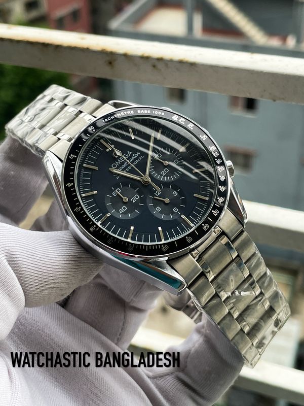 Omega Chain Chronograph Silver Body Blue Dial
