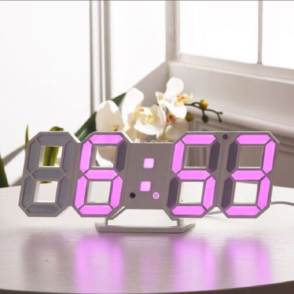 3D LED Digital Wall & Table Clock with Alarm, Date & Temperature Display