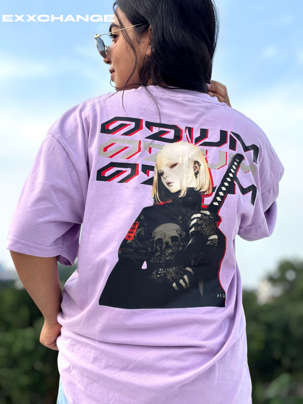 Lavender Oversized Tee// with Japanese Typography" - Image 2