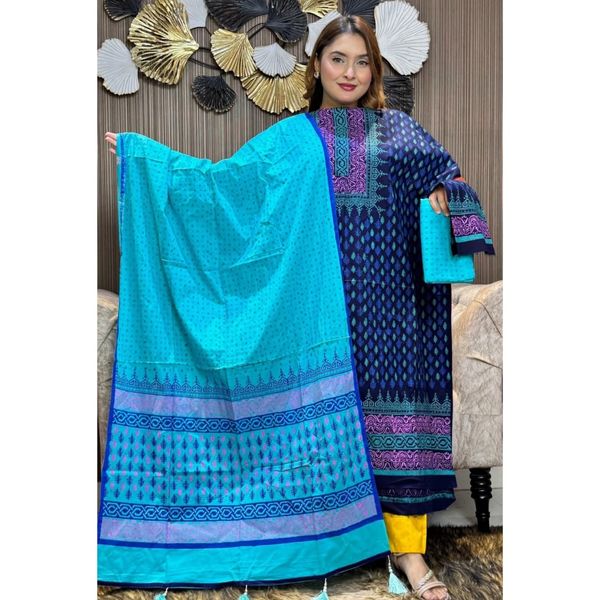 New Exclushive Collection High Qualitiey Cotton Printed Three Piece