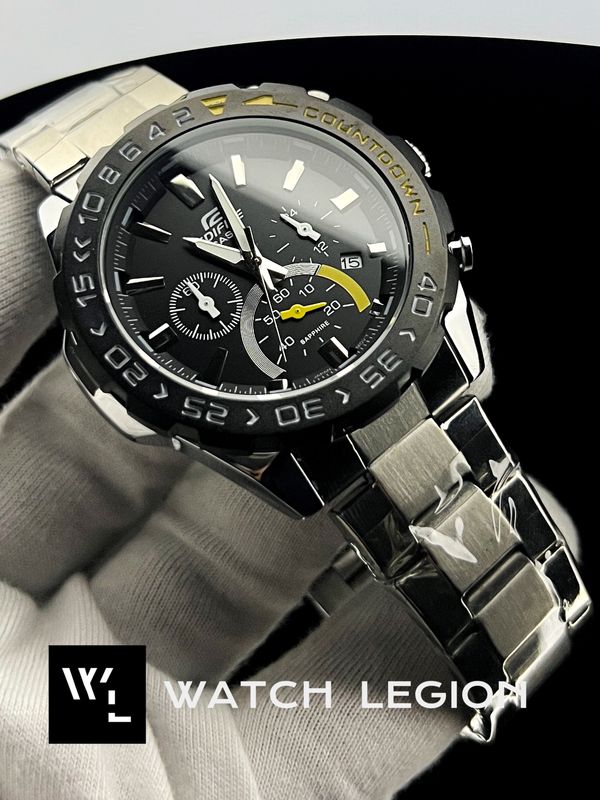 EDIFICE 566DB SILVER CH YELLOW BEZEL