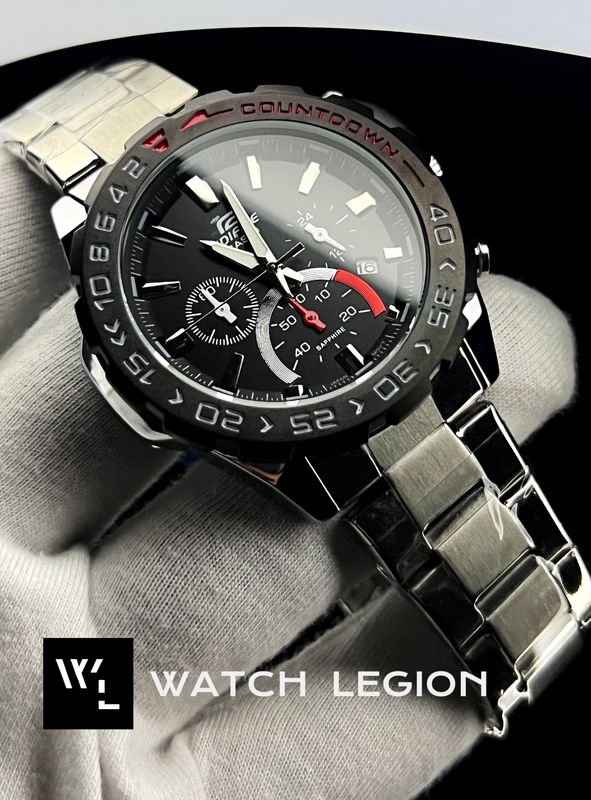 EDIFICE 566DB SILVER CH RED BEZEL