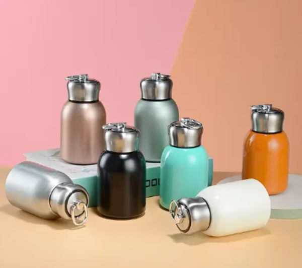300ML Stainless Steel Vacuum Flask with Lifting Ring Double-layer Vacuum Water Bottle Thermos Cup for Student