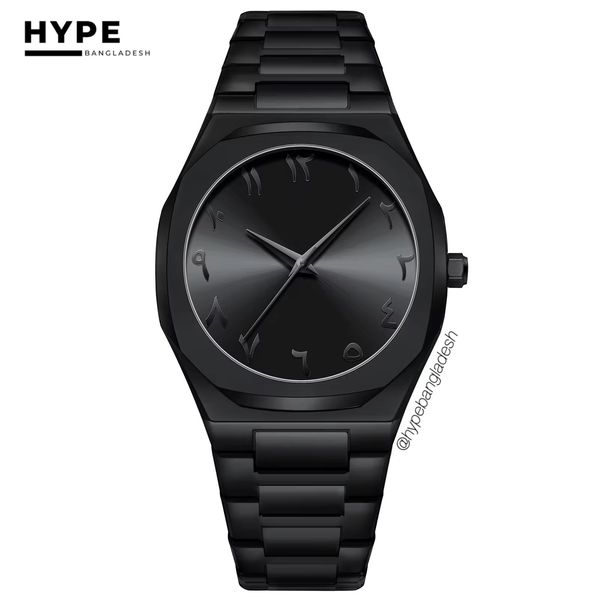 Arabic Dial Bestwin Stainless Steel heavyweight Watch (ALL BLACK)