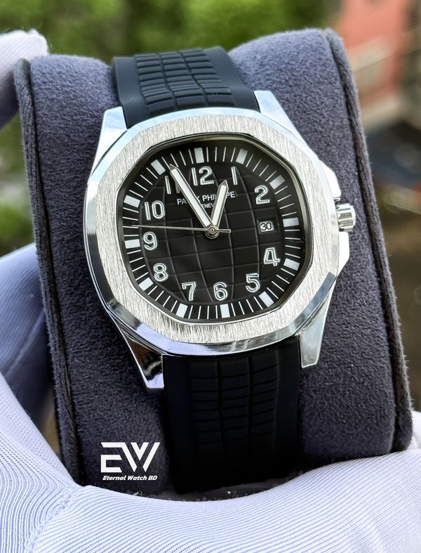 PATEK PHILLIPE AQUANAUT BLACK DIAL SILVER CASE