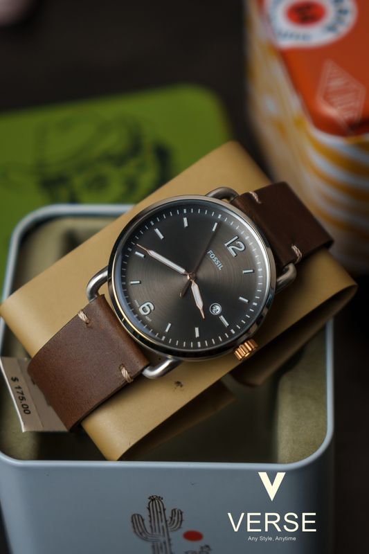 Fossil Commuter FS5417 Men’s 42 mm Grey Dial Leather Watch