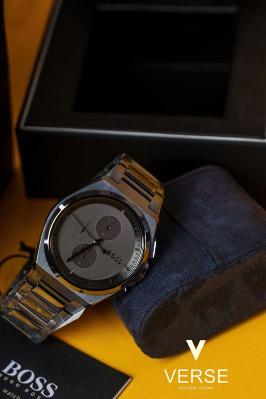 Hugo Boss Steer 1513996 Men’s 44–45 mm Chronograph – Grey Dial & Bracelet
