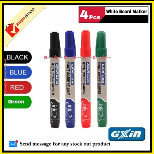 GXin White Board Marker Pen 4 colors pack of 4 pcs