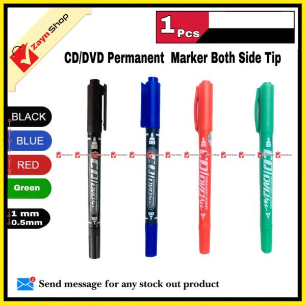 GXIN Permanent Marker Both side Tip (0.5mm and 1 mm ) CD/DVD Marker 1pcs Black / Blue / Red / Green