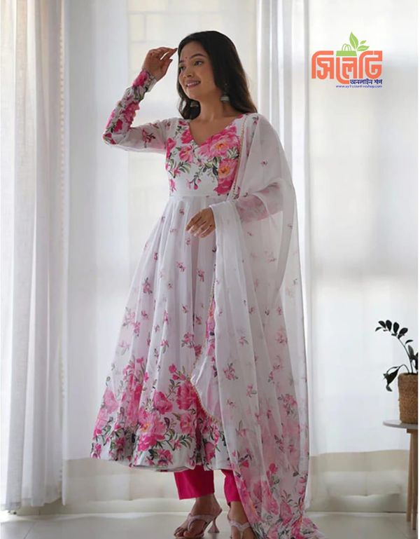গোলাপ গ্রাউন রেডিমেড থ্রী-পিস