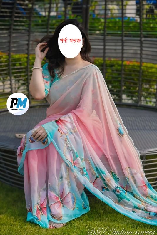 আকর্ষণীয় ডিজিটাল প্রিন্ট শাড়ি (ব্লাউজ সহ)