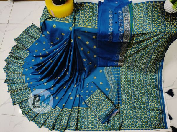 শাড়ি–পাঞ্জাবি কাপল সেট (ব্লাউজ সহ)