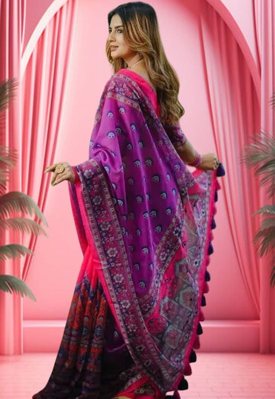 মাখন সিল্ক ডিজিটাল প্রিন্ট শাড়ি - ব্লাউজ পিসসহ (প্রিমিয়াম কোয়ালিটি)
