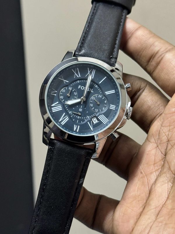 FOSSIL GRANT CHRONO BLUE DIAL BLACK BELT
