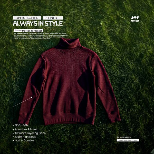 Turtleneck Sweater- Maroon - Image 1