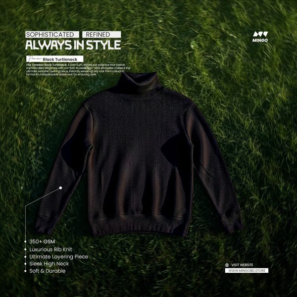 Turtleneck Sweater- Black - Image 1