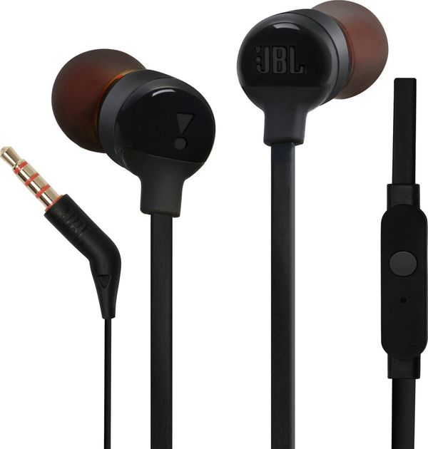 JBL Tune 110 In‑Ear Headphones with Mic – Pure Bass, One‑Button Remote
