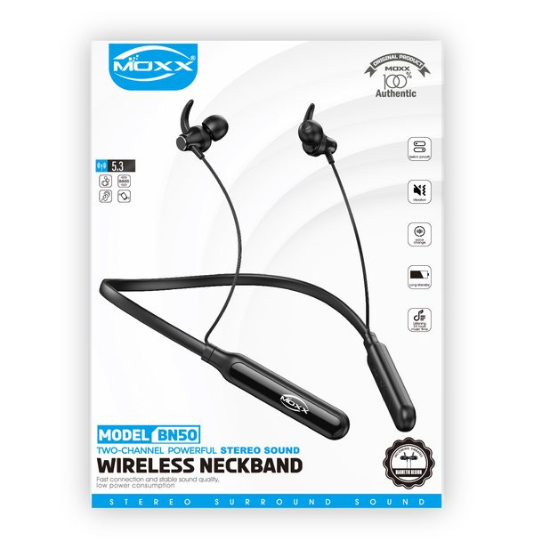 MOXX WIRELESS NECKBAND HEADPHONE | TWO CHANNEL POWERFUL STEREO SOUND