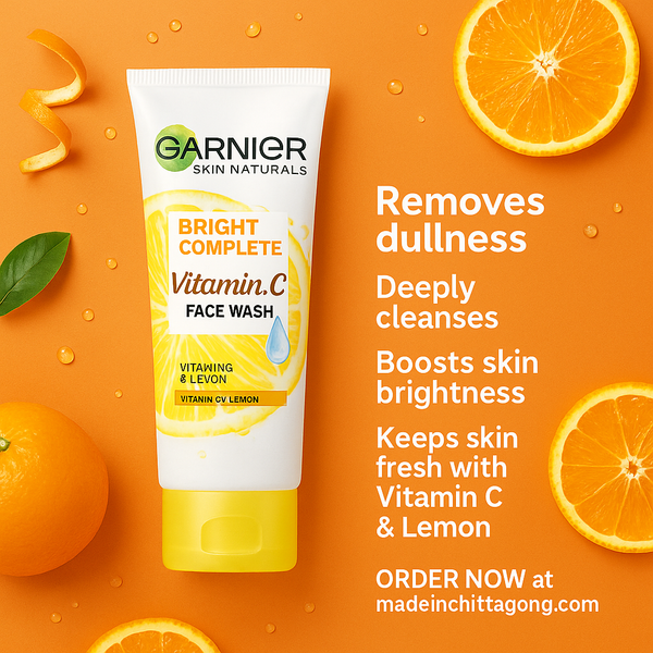 Garnier Bright Complete Vitamin C Face Wash 100gm - Deep Cleanse & Brighten Your Skin Naturally