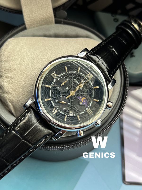 Patek Philippe Black Spider Dial Silver Case Semi AAA Grade