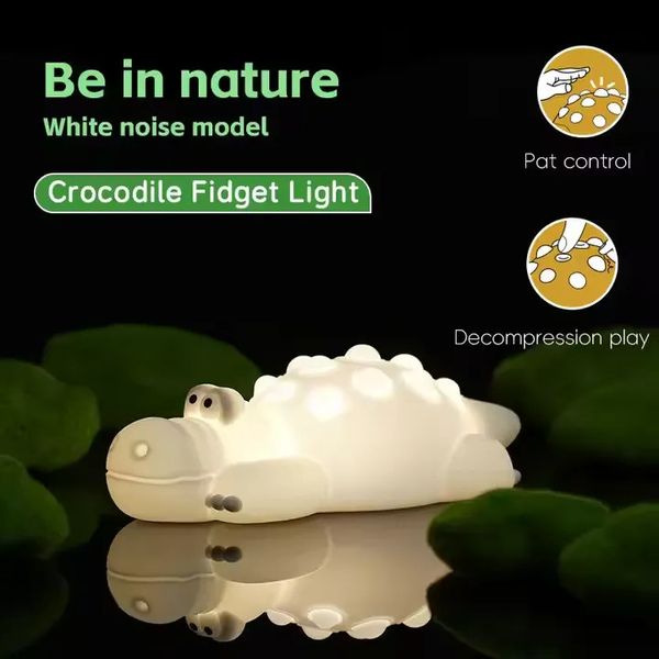 7 Color Crocodile Shape Silicone Night Light Toy for Kids