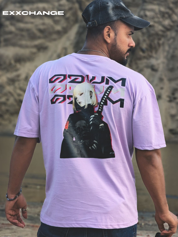 Lavender Oversized Tee// with Japanese Typography" - Image 4