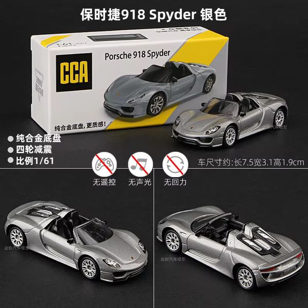 CCA 1:64 Porsche 918 Spyder Grey Alloy Model Car