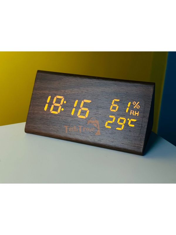 Triangle Wooden Style Digital Led Clock