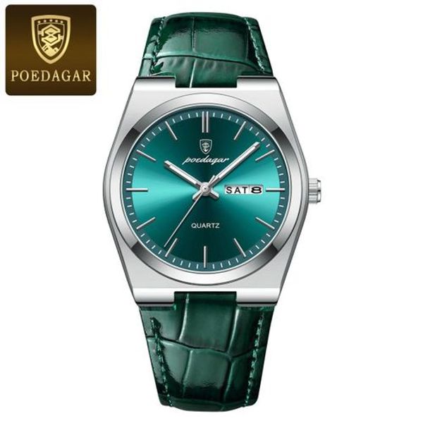 POEDAGAR 930L Men's Leather Quartz Watch - Water Resistant Business Luxury Fashion Wristwatch - Watch For Men - Watch