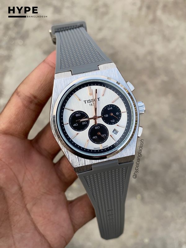 Tissot PRX chronograph ash silicone strap & panda dial