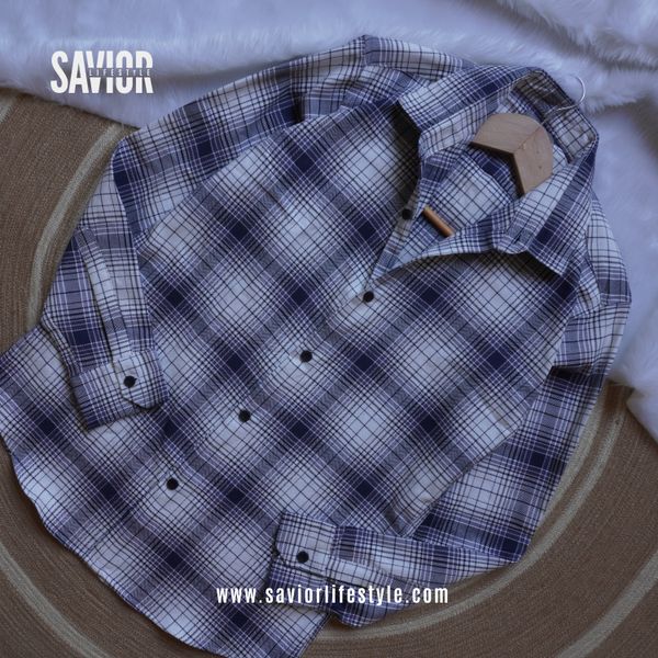 White n Blue - Pocketless Full Sleeve Check Shirt