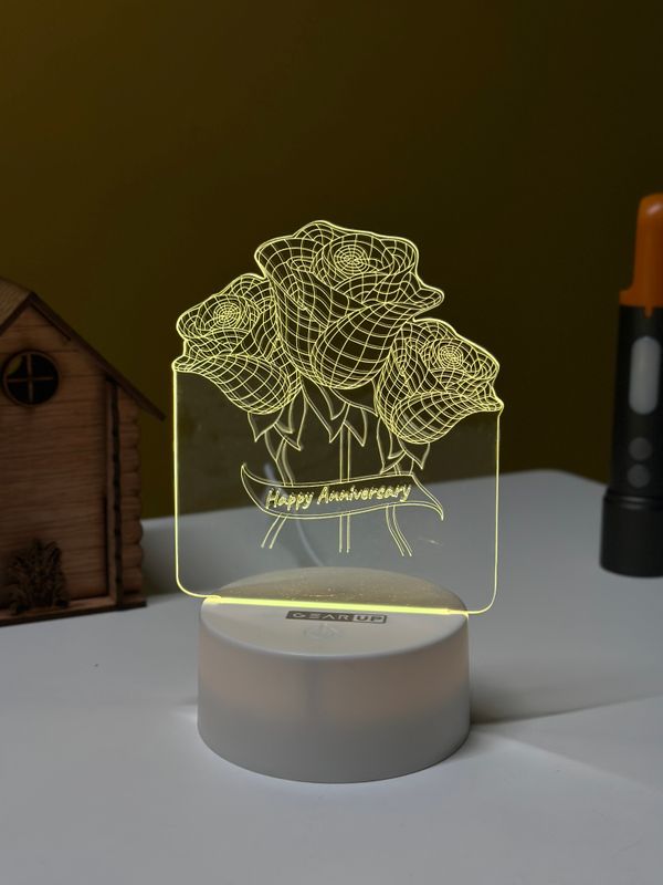 GearUP Acrylic Multicolor Night Lamp (Anniversary Rose)