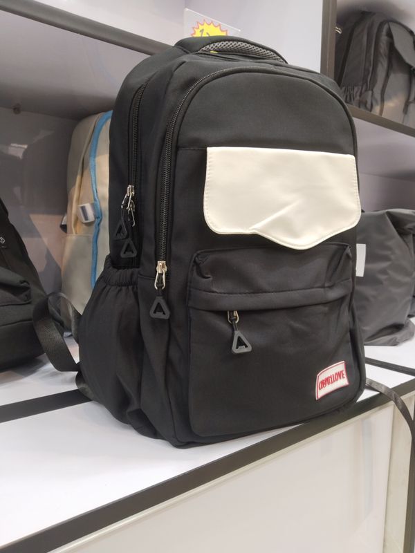 Black School Backpack with Front Flap Pocket