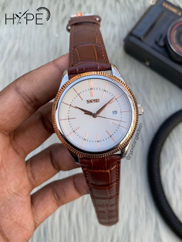 Skmei leather belt quartz